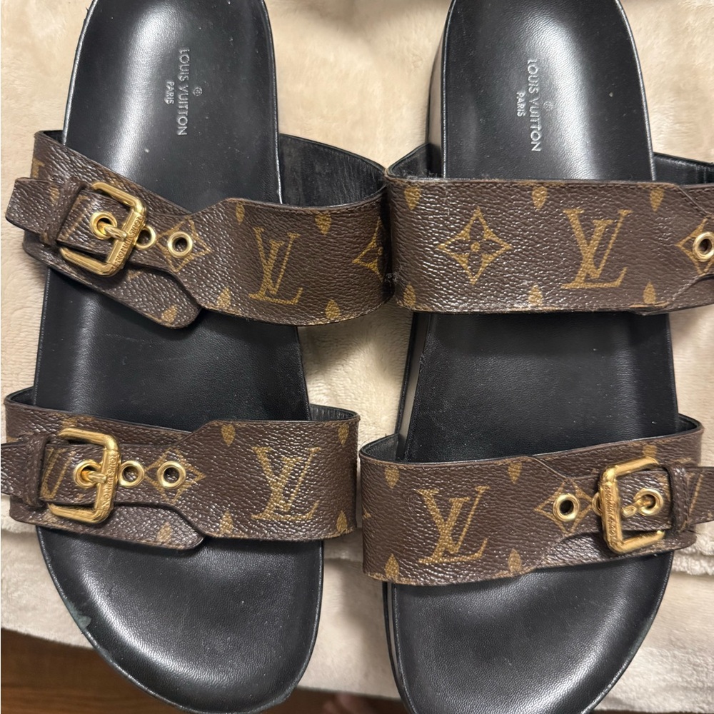 Louis Vuitton Brown Monogram Slides